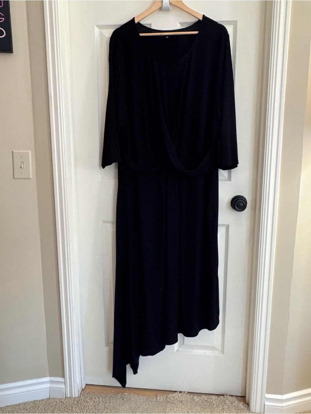 bobeau Black Asymmetrical Drape Dress 3X